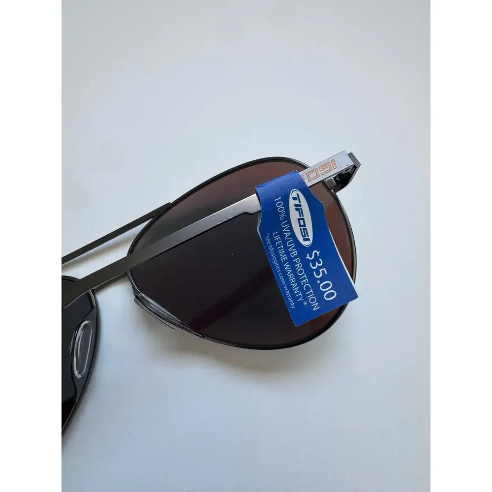NEW Tifosi Shwae Graphite Smoke Blue Mirror Double bar Aviator Sunglasses